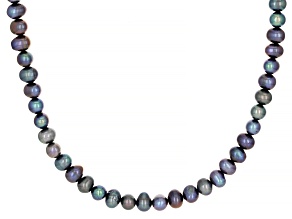 Pre-Owned Multi-Color Cultured Freshwater Pearl Evil Eye and Enamel Sterling Silver Necklace