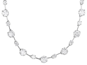 Pre-Owned White Cubic Zirconia Rhodium Over Brass Tennis Necklace 20.51ctw