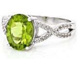 Pre-Owned Green Peridot Rhodium Over Sterling Silver Ring 2.30ctw