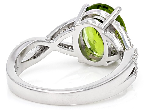 Pre-Owned Green Peridot Rhodium Over Sterling Silver Ring 2.30ctw
