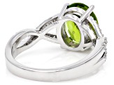 Pre-Owned Green Peridot Rhodium Over Sterling Silver Ring 2.30ctw