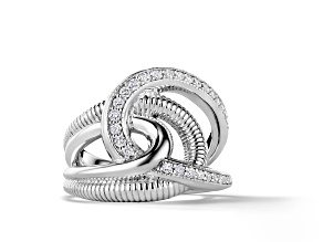 Pre-Owned Judith Ripka Couture Eternity Diamond Rhodium Over Sterling Silver Intertwined Ring 0.37ct