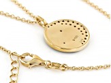 Pre-Owned White Cubic Zirconia 18k Yellow Gold Over Sterling Silver And Black Enamel Celestial Penda