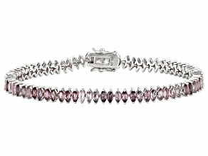 Pre-Owned Multi-Color Spinel Rhodium Over Sterling Silver Tennis Bracelet
