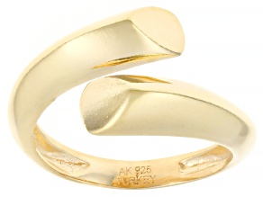 Pre-Owned 18k Yellow Gold Over Sterling Silver Bypass Ring