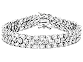 Pre-Owned White Cubic Zirconia Rhodium Over Brass Tennis Bracelet 28.92ctw