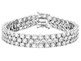 Pre-Owned White Cubic Zirconia Rhodium Over Brass Tennis Bracelet 28.92ctw