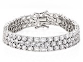 Pre-Owned White Cubic Zirconia Rhodium Over Brass Tennis Bracelet 28.92ctw