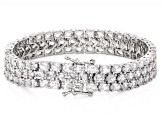 Pre-Owned White Cubic Zirconia Rhodium Over Brass Tennis Bracelet 28.92ctw
