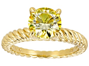 Pre-Owned Yellow Moissanite 14k Yellow Gold Over Silver Ring 1.90ct DEW.