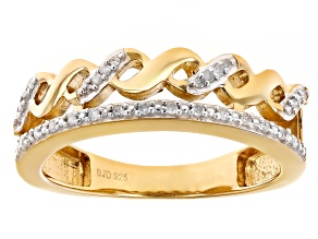 Pre-Owned White Diamond 14k Yellow Gold Over Sterling Silver Band Ring 0.10ctw