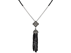 Pre-Owned Black Spinel Oxidized Sterling Silver Necklace