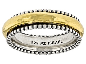 Pre-Owned Two Tone Sterling Silver & 14K Gold Over Sterling Silver Spinner Ring
