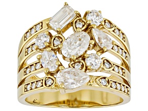 Pre-Owned Moissanite 14k Yellow Gold Over Silver Scattered Design Ring 2.30ctw DEW.