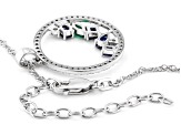 Pre-Owned Lab Sapphire, Lab Emerald And Lab-Grown Diamond Rhodium Over Silver Pendant With Chain 1.2