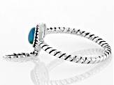 Pre-Owned Blue Composite Turquoise Sterling Silver Feather Charm Ring