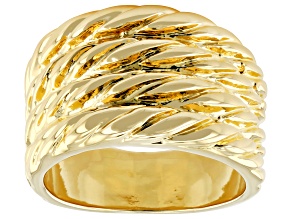 Pre-Owned 18k Yellow Gold Over Bronze Swirl Design Ring