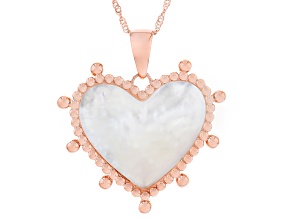 Pre-Owned Mother-of-Pearl Copper Heart Pendant With Chain 35x31mm