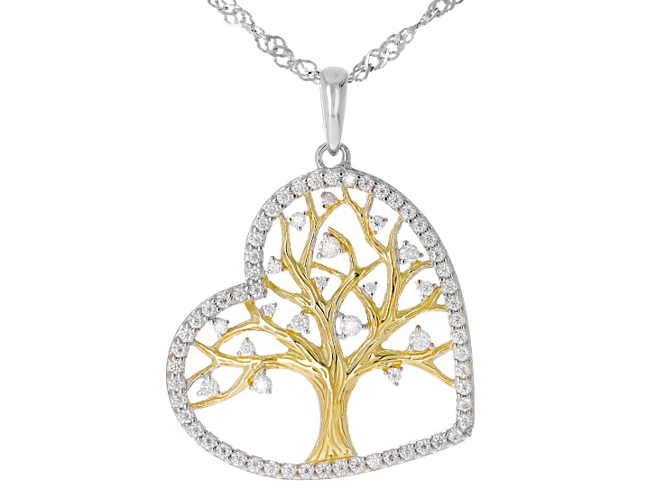 Pre-Owned Moissanite Platineve And 14k Yellow Gold Over Platineve Pendant.80ctw DEW