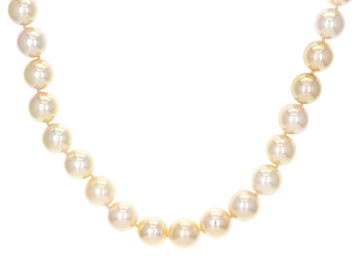 Pre-Owned Candlelight Cultured Japanese Akoya Pearl 14k Yellow Gold 18 Inch Pearl Necklace