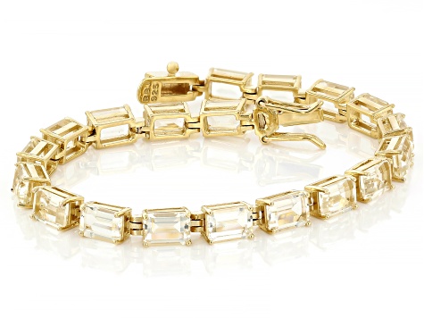 Pre-Owned Yellow Labradorite 18k Yellow Gold Over Sterling Silver Tennis Bracelet 15.50ctw