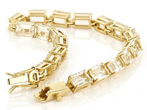 Pre-Owned Yellow Labradorite 18k Yellow Gold Over Sterling Silver Tennis Bracelet 15.50ctw