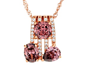Pre-Owned Blush And White Cubic Zirconia 18k Rose Gold Over Sterling Silver Pendant With Chain 8.01c
