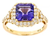 Pre-Owned Blue Tanzanite With White Diamond 18k Yellow Gold Ring 2.78ctw