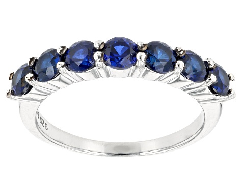 Pre-Owned Blue Lab Created Sapphire Rhodium Over Sterling Silver Ring 1.00ctw