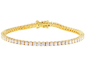 Pre-Owned Moissanite 14k Yellow Gold Over Silver Tennis Bracelet 4.96ctw DEW