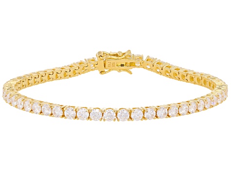 Pre-Owned Moissanite 14k Yellow Gold Over Silver Tennis Bracelet 6.89ctw DEW