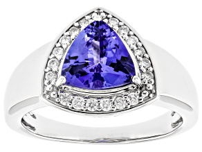 Pre-Owned Blue Tanzanite With White Diamond Platinum Ring 1.66ctw