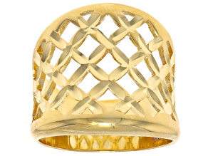Pre-Owned 18k Yellow Gold Over Bronze Basket Weave Ring