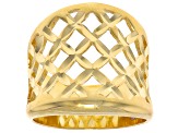 Pre-Owned 18k Yellow Gold Over Bronze Basket Weave Ring
