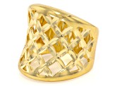 Pre-Owned 18k Yellow Gold Over Bronze Basket Weave Ring