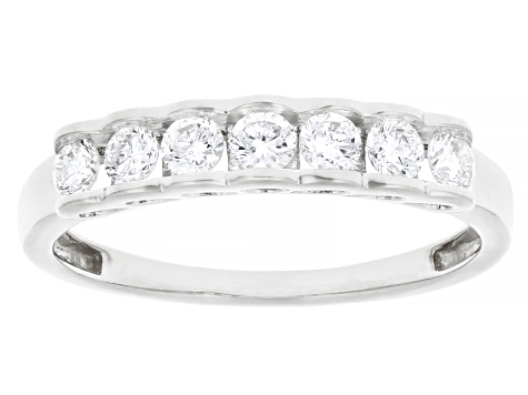 Pre-Owned White Lab-Grown Diamond F-G SI Rhodium Over Sterling Silver Band Ring 0.45ctw