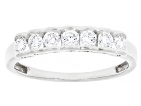 Pre-Owned White Lab-Grown Diamond F-G SI Rhodium Over Sterling Silver Band Ring 0.45ctw