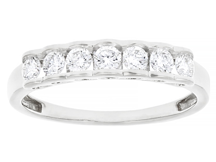 Pre-Owned White Lab-Grown Diamond F-G SI Rhodium Over Sterling Silver Band Ring 0.45ctw