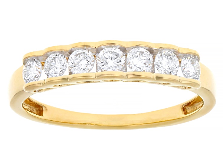Pre-Owned White Lab-Grown Diamond F-G SI 14k Yellow Gold Over Sterling Silver Band Ring 0.45ctw