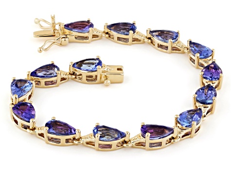 Pre-Owned Tanzanite 10k Yellow Gold Bracelet 16.38ctw
