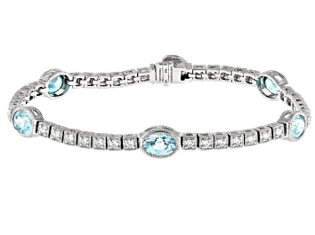 Picture of Pre-Owned Judith Ripka Blue Zircon & Cubic Zirconia Rhodium Over Silver Imperial Tennis Bracelet 10.