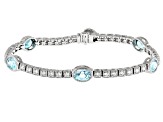 Pre-Owned Judith Ripka Blue Zircon & Cubic Zirconia Rhodium Over Silver Imperial Tennis Bracelet 10.