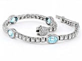 Pre-Owned Judith Ripka Blue Zircon & Cubic Zirconia Rhodium Over Silver Imperial Tennis Bracelet 10.