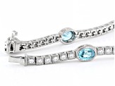 Pre-Owned Judith Ripka Blue Zircon & Cubic Zirconia Rhodium Over Silver Imperial Tennis Bracelet 10.