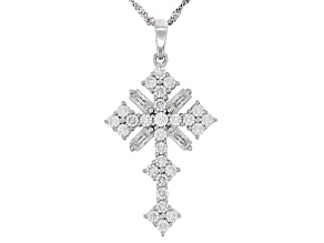 Pre-Owned Moissanite Platineve Cross Pendant 1.46ctw DEW
