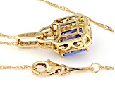 Pre-Owned Blue Tanzanite With White Diamond 18k Yellow Gold Pendant With Chain 2.67ctw