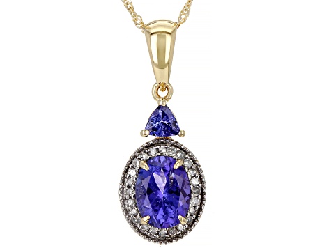 Pre-Owned Blue Tanzanite 14k Yellow Gold Pendant With Chain 1.33ctw