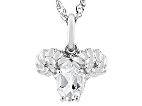 Pre-Owned White Topaz Rhodium Over Sterling Silver Aries Pendant With Chain .81ct