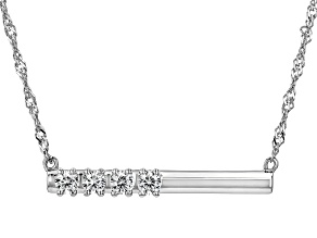 Pre-Owned White Zircon Rhodium Over Sterling Silver Bar Necklace 0.41ctw