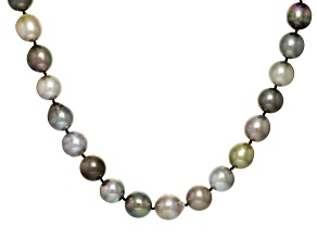 Pre-Owned Multi-Color Cultured Tahitian Pearl Rhodium Over Sterling Silver Necklace